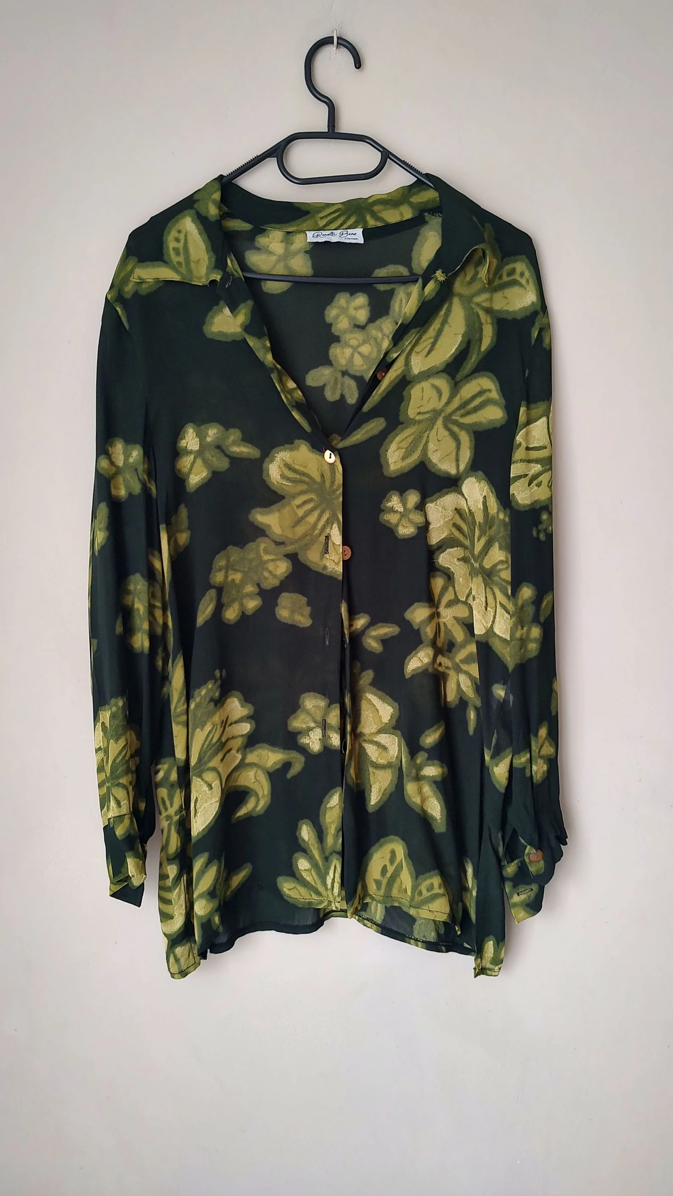 Chemisier fluide motif floral vert - Taille unique - Renatto Bene